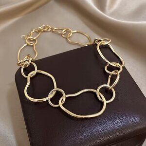 *BRAND NEW* THE BITTAR EDGE ODD SHAPED OVALS & CIRCLES GOLDEN 16" L. NECKLACE 68